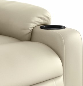 vidaXL Podnoszony fotel masujący, rozkładany, kremowy, ekoskóra 11