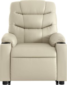 vidaXL Podnoszony fotel masujący, rozkładany, kremowy, ekoskóra 9