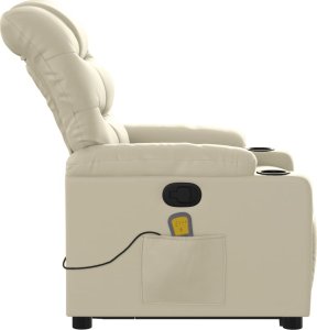 vidaXL Podnoszony fotel masujący, rozkładany, kremowy, ekoskóra 10
