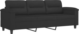 vidaXL 3-osobowa sofa z poduszkami, czarna, 180 cm, mikrofibra XXX 4