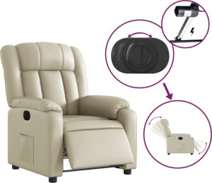 vidaXL Elektryczny fotel rozkładany, kremowy, obity sztuczną skórą 6