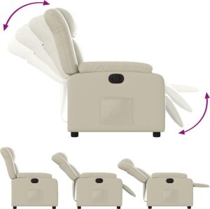 vidaXL Elektryczny fotel rozkładany, kremowy, obity sztuczną skórą 7