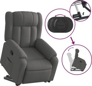 vidaXL Podnoszony fotel rozkładany, ciemnoszary, obity tkaniną 6