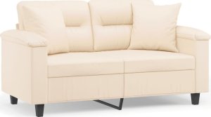 vidaXL 2-osobowa sofa z poduszkami, beżowa, 120 cm, mikrofibra 2