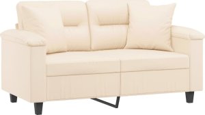 vidaXL 2-osobowa sofa z poduszkami, beżowa, 120 cm, mikrofibra 3
