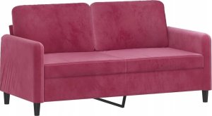 vidaXL Sofa 2-osobowa, winna czerwień, 140 cm, tapicerowana aksamitem 2