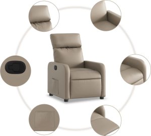 vidaXL Fotel rozkładany, cappuccino, sztuczna skóra 5