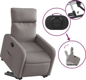 vidaXL Podnoszony fotel rozkładany, kolor taupe, obity tkaniną 6