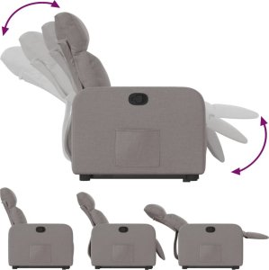 vidaXL Podnoszony fotel rozkładany, kolor taupe, obity tkaniną 7