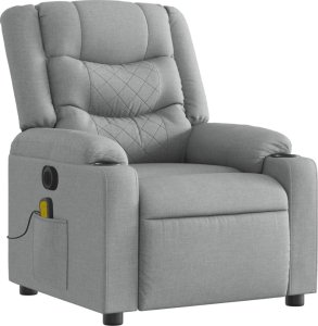 vidaXL Rozkładany fotel masujący, elektryczny, jasnoszary, tkanina 4