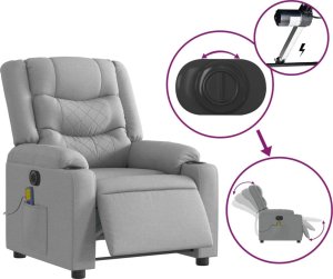 vidaXL Rozkładany fotel masujący, elektryczny, jasnoszary, tkanina 6