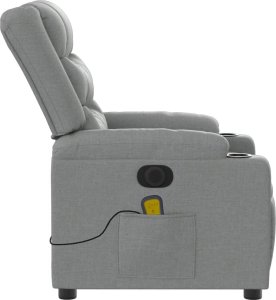 vidaXL Rozkładany fotel masujący, elektryczny, jasnoszary, tkanina 10