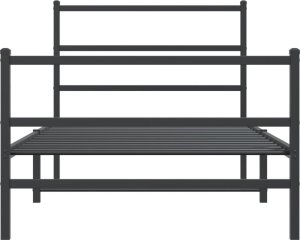 vidaXL Metalowa rama łóżka z wezgłowiem i zanóżkiem, czarna, 107x203cm 5