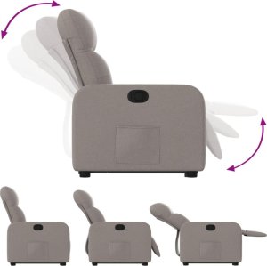 vidaXL Podnoszony fotel rozkładany, kolor taupe, obity tkaniną 6