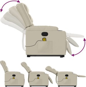vidaXL Podnoszony fotel masujący, rozkładany, kremowy 7