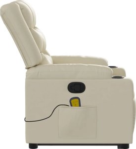 vidaXL Podnoszony fotel masujący, rozkładany, kremowy 10