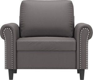 vidaXL Fotel, szary, 60 cm, obity sztuczną skórą 3