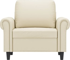 vidaXL Fotel, kremowy, 60 cm, obity sztuczną skórą 3