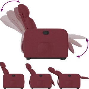 vidaXL Podnoszony fotel rozkładany, winna czerwień, obity tkaniną 7