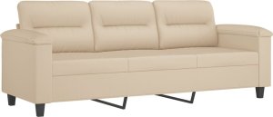 vidaXL 3-osobowa sofa, kremowa, 180 cm, tapicerowana mikrofibrą 2