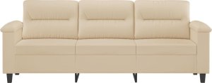 vidaXL 3-osobowa sofa, kremowa, 180 cm, tapicerowana mikrofibrą 3