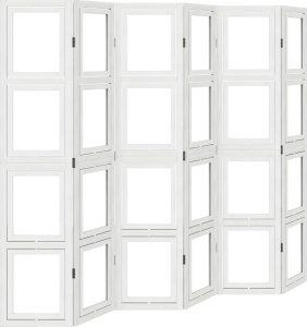 vidaXL Parawan pokojowy, 6-panelowy, biały, lite drewno paulowni 2