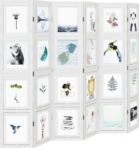 vidaXL Parawan pokojowy, 6-panelowy, biały, lite drewno paulowni 4