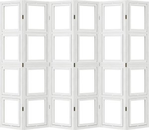 vidaXL Parawan pokojowy, 6-panelowy, biały, lite drewno paulowni 5