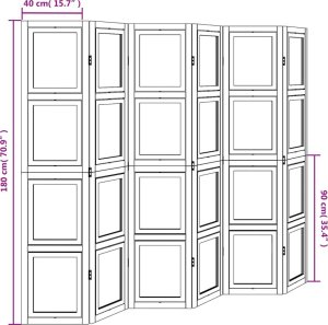 vidaXL Parawan pokojowy, 6-panelowy, biały, lite drewno paulowni 9