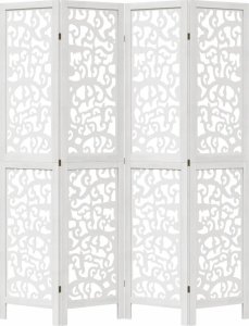 vidaXL Parawan pokojowy, 4-panelowy, biały, lite drewno paulowni 4