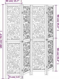 vidaXL Parawan pokojowy, 4-panelowy, biały, lite drewno paulowni 8