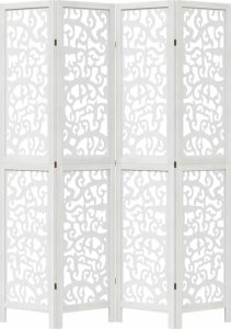 vidaXL Parawan pokojowy, 4-panelowy, biały, lite drewno paulowni 4