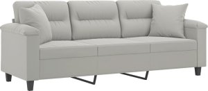 vidaXL 3-osobowa sofa z poduszkami, jasnoszara, 180 cm, mikrofibra 3