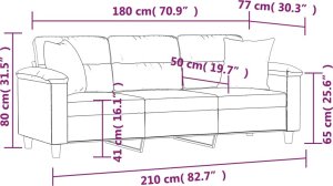 vidaXL 3-osobowa sofa z poduszkami, jasnoszara, 180 cm, mikrofibra 8