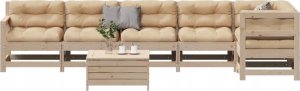 vidaXL 7-częściowy zestaw mebli ogrodowych z poduszkami, lite drewno sosnowe 2