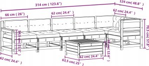 vidaXL 7-częściowy zestaw mebli ogrodowych z poduszkami, lite drewno sosnowe 10
