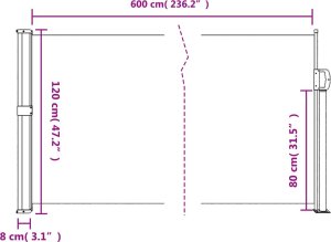 vidaXL Zwijana markiza boczna, antracytowa, 120 x 600 cm 10