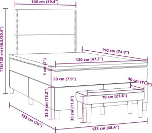 vidaXL Łóżko kontynentalne z materacem, różowe, 120x190 cm, aksamit 10