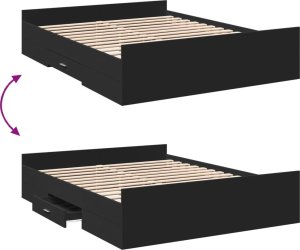 vidaXL Rama łóżka z szufladami, czarna, 150x200 cm 6