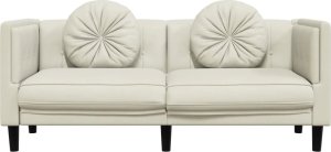 vidaXL Sofa 2-osobowa z poduszkami, kremowa, aksamit 4