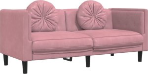 vidaXL Sofa 2-osobowa z poduszkami, różowa, aksamit 2
