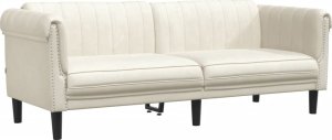 vidaXL Sofa 3-osobowa, kremowa, tapicerowana aksamitem 2
