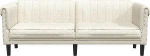 vidaXL Sofa 3-osobowa, kremowa, tapicerowana aksamitem 4
