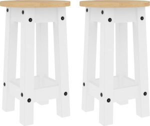 vidaXL Stołki barowe, 2 szt., białe, lite drewno sosnowe 2