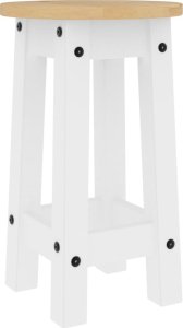 vidaXL Stołki barowe, 2 szt., białe, lite drewno sosnowe 7