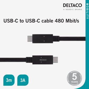 Kabel USB Deltaco USB-C do USB-C kabel 3m czarny 2