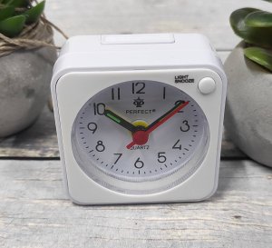 Perfect Budzik Perfect BB05508 biały mały 5,7 cm podświetlenie drzemka . 3