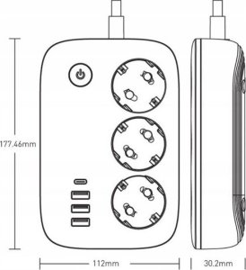 Listwa zasilająca Luxury Listwa zasilająca SMART WiFi USB TUYA QC3.0 PD LED 2