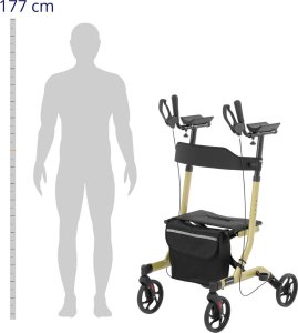 Uniprodo Balkonik chodzik czterokołowy składany dla seniora z siedziskiem i torbą do 136kg Balkonik chodzik czterokołowy składany dla seniora z siedziskiem i torbą do 136kg 3