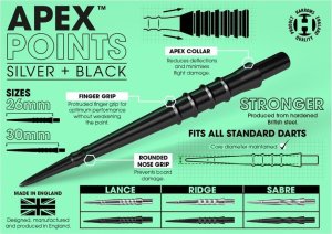 Harrows Końcówki steeltip APEX LANCE silver 26 mm 2
